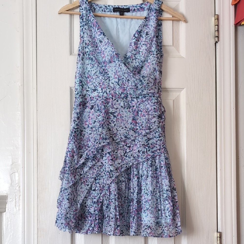 Banana Republic Light Blue Floral Wrap Mini Dress